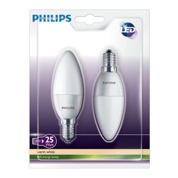 SET 2x LED kynttilä Philips E14/4W/230V - CANDLE