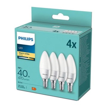 SET 4x LED-polttimo Philips B35 E14/5W/230V 2700K