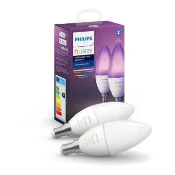 SETTI 2x Himmennettevä LED-polttimo Philips Hue WHITE AND COLOR AMBIANCE B39 E14/5,3W/230V 2200K - 6500K