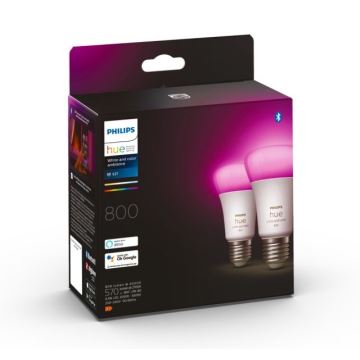 SETTI 2x LED Himmennettävä polttimo Philips Hue White And Color Ambiance A60 E27/6,5W/230V 2000-6500K