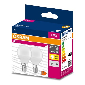 SETTI 2x LED-polttimo P45 E14/4,9W/230V 3000K - Osram