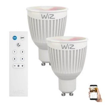 SETTI 2x LED RGBW Himmennettävä polttimo GU10/6,5W/230V 2200-6500K Wi-Fi + kaukosäädin - WiZ