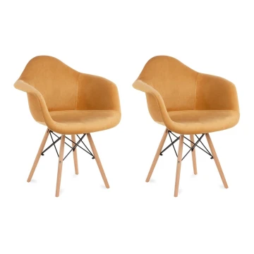 SETTI 2x Ruokapöydän tuoli NEREA 80x60,5 cm keltainen/pyökki