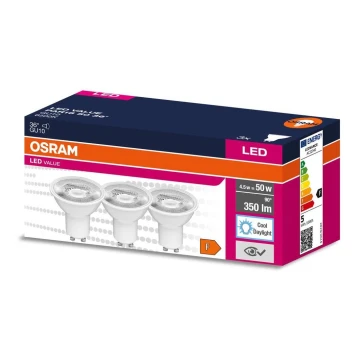 SETTI 3x LED-polttimo PAR16 GU10/4,5W/230V 6500K 36° - Osram