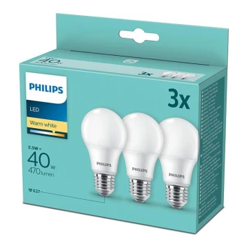 SETTI 3x LED-polttimo Philips E27 / 5,5W / 230V 2700K