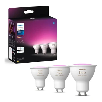 SETTI 3x LED RGBW Himmennettävä polttimo Philips Hue WHITE AND COLOR AMBIANCE GU10/4,2W/230V 2000-6500K