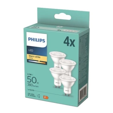 SETTI 4x LED-polttimo Philips GU10/4,7W/230V 2700K