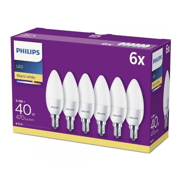 SETTI 6x LED-polttimo Philips B35 E14/5,5W/230V 2700K