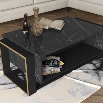 Sohvapöytä BIANCO 40,4x106,4 cm musta/kulta