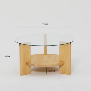 Sohvapöytä MONDO 40x75 cm mänty/läpinäkyvä