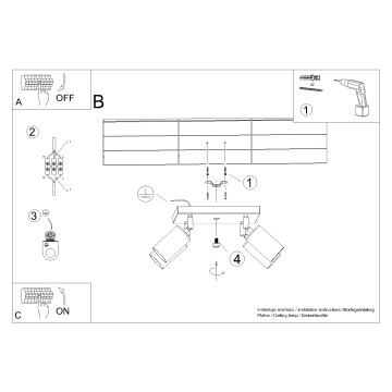 Kohdevalo WINX 4xGU10/10W/230V musta/kupari