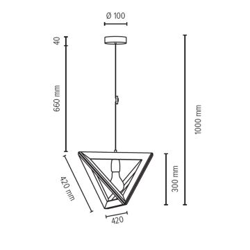 Kattokruunu johdossa TRIGONON 1xE27/60W/230V matta tammi - FSC-sertifioitu