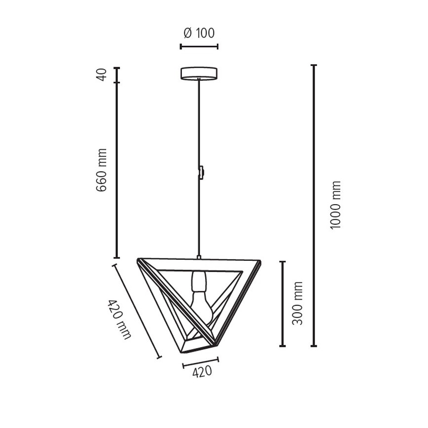 Kattokruunu johdossa TRIGONON 1xE27/60W/230V matta tammi - FSC-sertifioitu