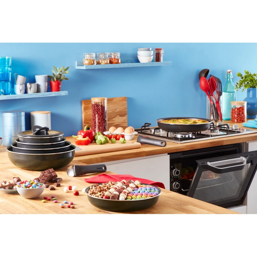 Tefal - Keittoastiasarja 10 kpl INGENIO EASY COOK & CLEAN BLACK