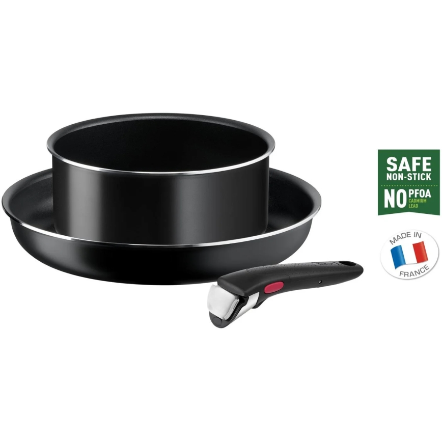 Tefal - Keittoastiasarja 3 kpl INGENIO EASY COOK & CLEAN BLACK