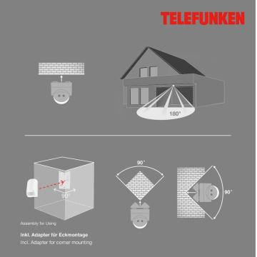 Telefunken 306506TF - Ulkoliikennanturi 180° IP44 valkoinen