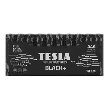 Tesla Batteries - 10 kpl Alkaliparisto AAA BLACK+ 1,5V 1200 mAh