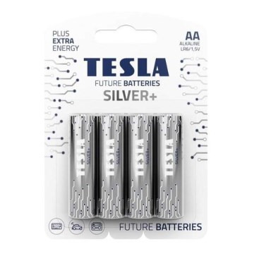 Tesla Batteries - 4 kpl Alkaliparisto AA SILVER+ 1,5V 2900 mAh