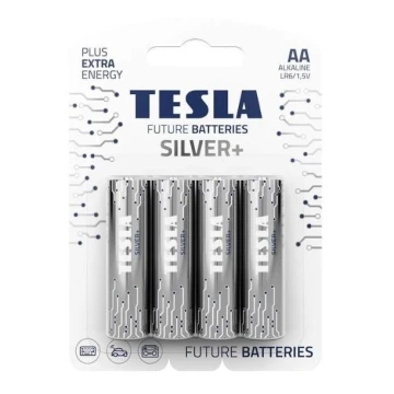 Tesla Batteries - 4 kpl Alkaliparisto AA SILVER+ 1,5V 2900 mAh
