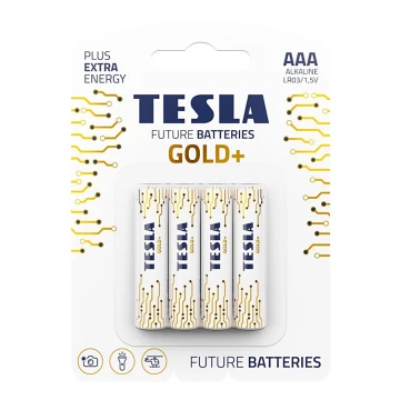 Tesla Batteries - 4 kpl Alkaliparisto AAA GOLD+ 1,5V 1350 mAh