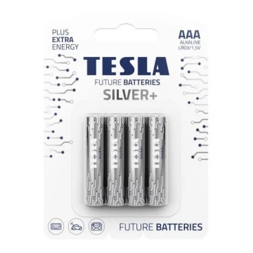 Tesla Batteries - 4 kpl Alkaliparisto AAA SILVER+ 1,5V 1300 mAh