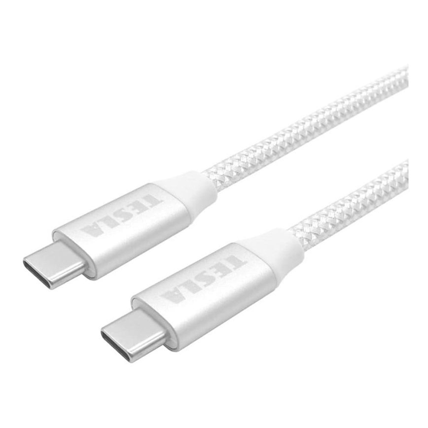 TESLA Electronics - USB-kaapeli USB-C 3.2 liitin Power Delivery 1m 100W valkoinen