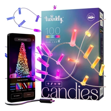 Twinkly - LED RGB Himmennettävä Jouluketju CANDIES 100xLED 8 m USB Wi-Fi