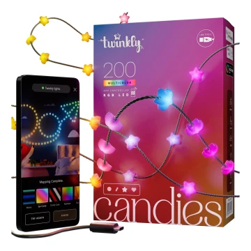 Twinkly - LED RGB Himmennettävä Jouluketju CANDIES 200xLED 14 m USB Wi-Fi