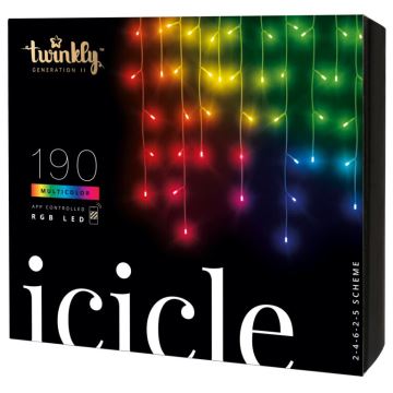 Twinkly - LED RGB Himmennettävä ulko Valoverho ICICLE 190xLED 11,5m IP44 Wi-Fi