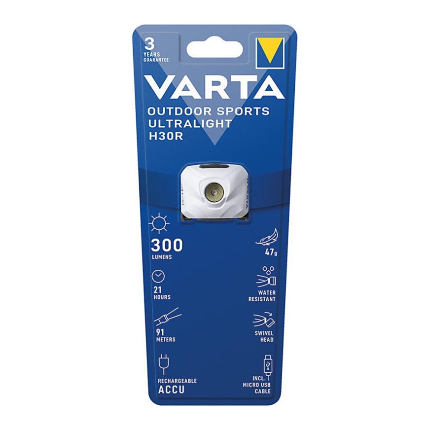 Varta 18631101401 - LED Himmennettävä ladattava otsavalo OUTDOOR SPORTS LED/5V IPX4 valkoinen