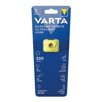 Varta 18631201401 - LED Himmennettävä ladattava otsalamppu OUTDOOR SPORTS LED/5V IPX4 keltainen