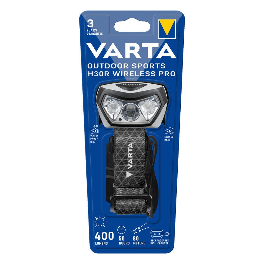 Varta 18650101401 - LED Himmennettävä ladattava otsalamppu OUTDOOR SPORTS LED/5V 1800mAh IPX7