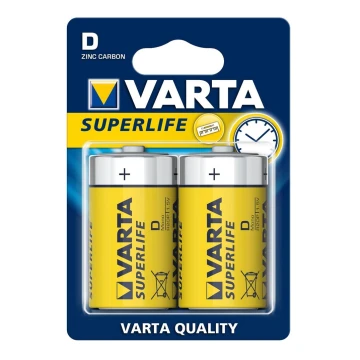 Varta 2020 - 2 kpl Sinkki-hiiliparisto SUPERLIFE D 1,5V