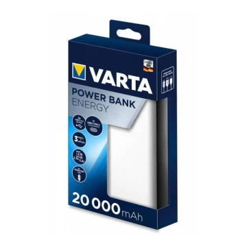 Varta 57978101111  - Virtapankki ENERGY 20000mAh/2x2,4V valkoinen