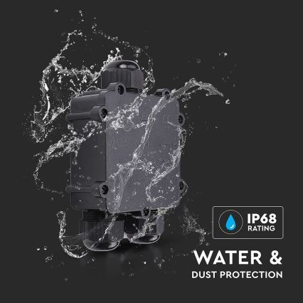 Vedenpitävä kytkentärasia IP68 musta