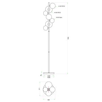 Wofi 3014-705W - LED-lattiavalaisin VILLA 7xG9/3W/230V musta