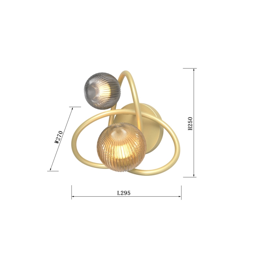 Wofi 4015-204 - LED-seinävalaisin METZ 2xG9/3,5W/230V kulta/harmaa