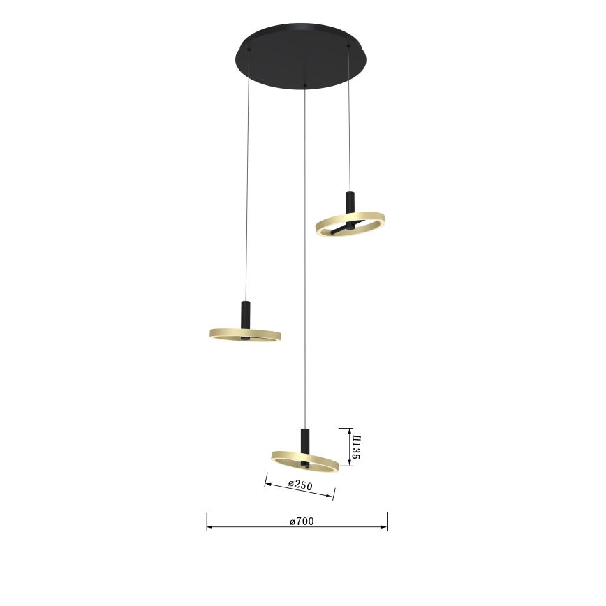 Wofi 5016-304 - Himmennettävä LED-kattokruunu johdossa BREST LED/26W/230V musta/kulta