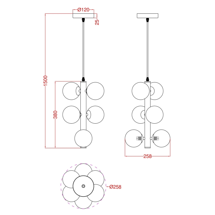 Wofi 6014-601W - LED-kattokruunu johdossa VILLA 6xG9/3W/230V kulta