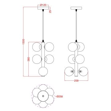 Wofi 6014-605W - LED-kattokruunu johdossa VILLA 6xG9/3W/230V musta