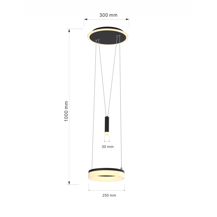 Wofi 6054-302 - Himmennettävä LED-kattokruunu johdossa JESSE LED/15,5W/230V musta