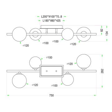 Wofi 7014-401W - Kiinteä LED-kattokruunu VILLA 4xG9/3W/230V kulta