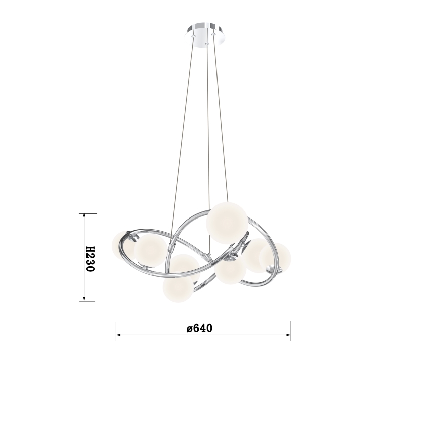 Wofi 7014-807 - LED-kattokruunu johdossa NANCY 8xG9/3,5W/230V kiiltävä kromi