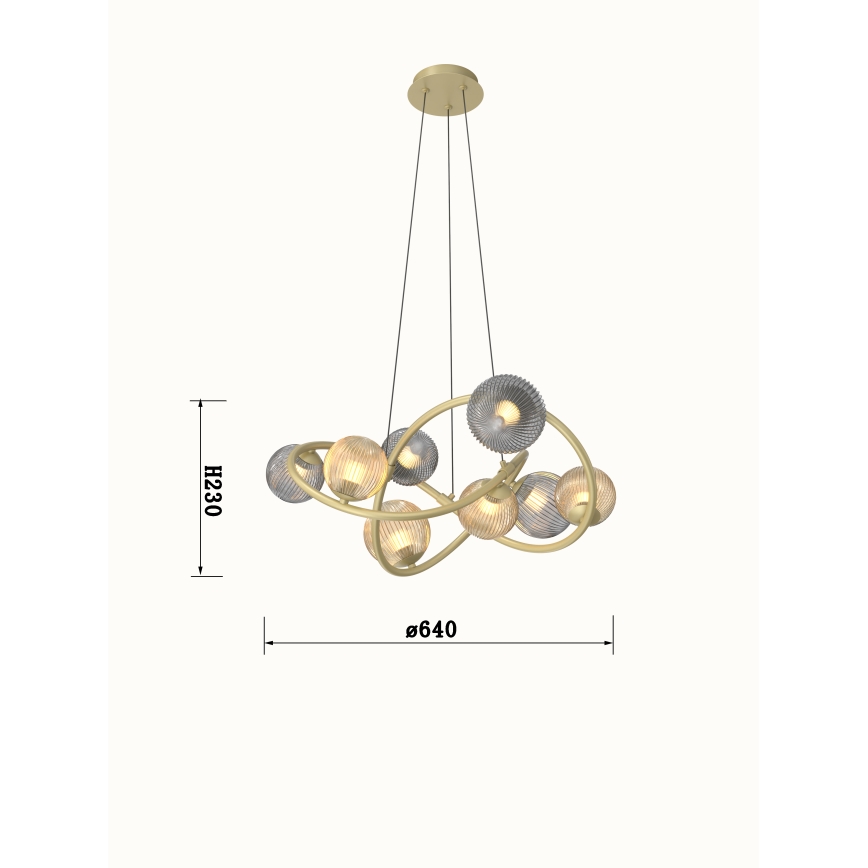 Wofi 7015-804 - LED-kattokruunu johdossa METZ 8xG9/3,5W/230V kulta/harmaa