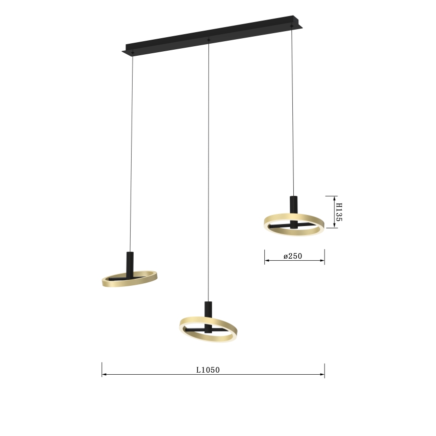 Wofi 7016-304 - Himmennettävä LED-kattokruunu johdossa BREST LED/26W/230V musta/kulta