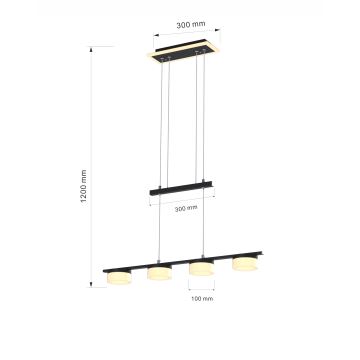 Wofi 7054-502 - Himmennettävä LED-kattokruunu johdossa JESSE LED/21W/230V musta