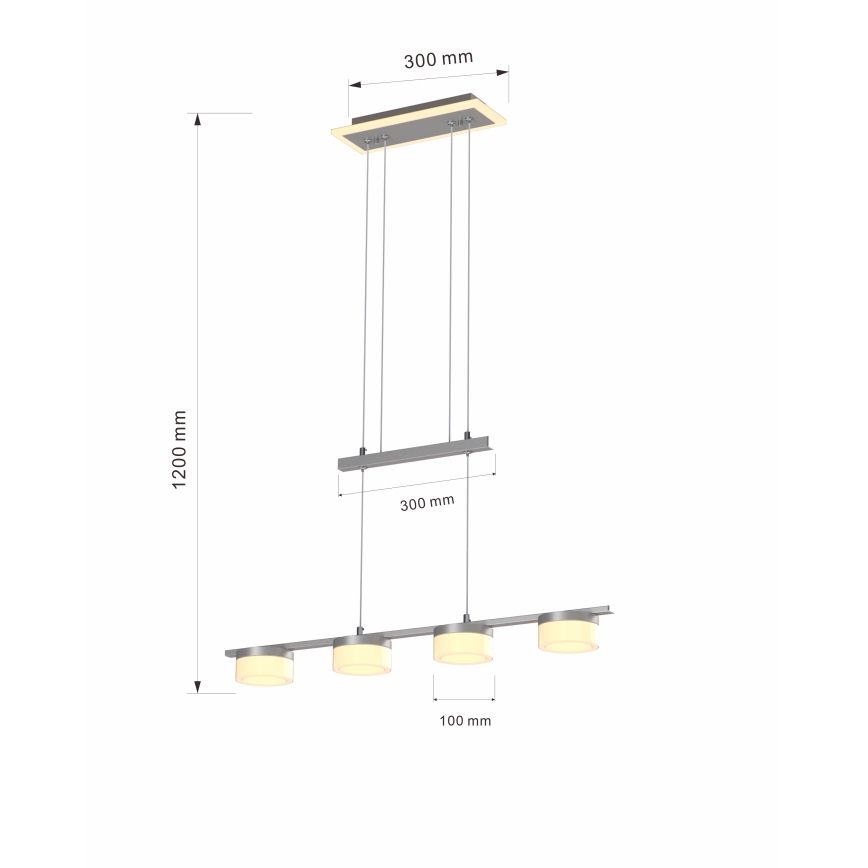 Wofi 7054-503 - Himmennettävä LED-kattokruunu johdossa JESSE LED/21W/230V mattakromi