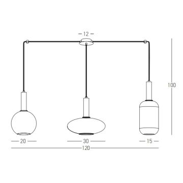 Zambelis 22151 - Kattokruunu johdossa 3xE27/40W/230V kulta