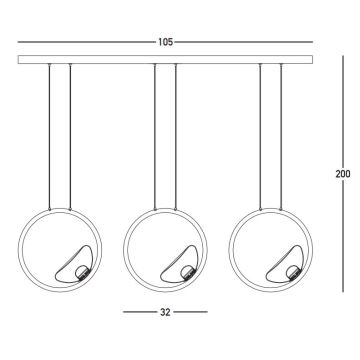 Zambelis 23029 - Himmennettävä LED-kattokruunu johdossa 3xLED/7W/230V 3000K kulta