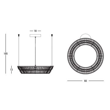 Zambelis 23046 - LED Himmennettävä kristalli kattokruunu johdossa LED/38W/230V CRI 90 3000K halkaisija 60 cm messinki